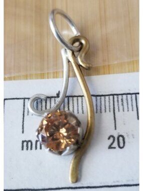 Pendant Champagne Lab Diamond  Silver 3  gr 15 ct 40 mm x 20 mm  Stone  Jerry Fr